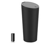Car Trash Can with Push Lid, Mini Dustbin for Car Cup Holder, Portable Garbage Bin for Auto Interior, Leak Resistant Waste Container for Car, Office, Home and Travel, Universal Fit, Black