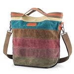 SNUG STAR Multi-Color Striped Canvas Handbag Cross Body Should Purse Bag Tote-Handbag for Women (Multi Color)