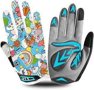 Cycling Gloves Kids Boys Girls Youth Full Finger Pair Bike Riding, Children Toddler Touch Screen Mountain Road Bicycle Warm Cold Weather Gel Padded, Color Blue Orange Age 2-11 (Light Blue, Medium)