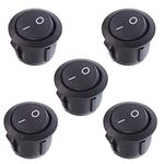 Black On/Off Round 20mm Rocker Switch SPST 2 Terminals Automotive (Quantity: 5)