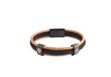 Trion:Z Zen Tri-Loop Leather Bracelet – Camel Leather/Black Cord, Medium size