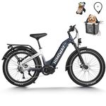 Himiway D5 Pro Electric Bike, 500W Mid-Drive, 960Wh & 48V 20Ah Battery & 80Miles/128Km Range Electric Bicycle for Adults, 400lbs Max Load, 25mph, Hydraulic Brakes, 9-Speed(D5Pro Step-Thru)