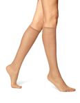 NO NONSENSE Knee Highs Reinforced Toe Size One Tan 10 Pair (TZ9)