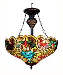 Chloe Lighting CH1A674VB18-UH2 Leslie Tiffany Style Victorian 2 Light Inverted Ceiling Pendent with 18-Inch Shade, Multi Colored