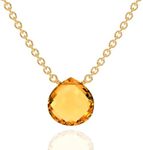 Citrine Necklace for Women, Premium Gold Heart Necklaces for Women - Tarnish Free 18K Gold Vermeil Certified S925 Classic Statement Necklace Gold Jewelry for Women - Mothers Day Gifts for Mom Wife