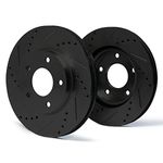 Max Advanced Brakes Front Brake Rotors For 2014 2015 2016 2017 2018 2019 Nissan Rogue 2.0 L4 Engine 2.5 L4 Engine 3rd Row Seating Replacement Drilled Slotted Black Coated Disc Brake Rotors