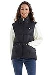 ELEZAY Women's Puffer Down Gilet with Stand-Collar One Size Winter Casual Quilted Vest Zipper Closure, Black