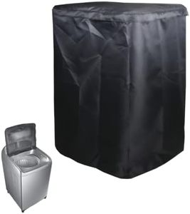 J&C Washer/Dryer Cover Black Dustproof Waterproof Portable Top-Loading Washing Machine Cover Washer Protection (L)