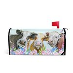 ALAZA WOOR Cows and Flowers Magnetic Mailbox Cover MailWraps Garden Yard Home Decor for Outside Standard Size-18"x 20.8"