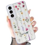 ZTOFERA Floral Case Compatible with Samsung Galaxy S22 5G, Ultra Slim Flexible Silicone Protective Phone Case with Cute Climbing Flowers Pattern Girls Women Soft Cover, Clear