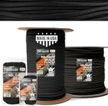Three Vikings Paracord Rope - 100% Nylon 11 Strand Core - Type IV 750lb - Stronger Than Basic Paracord 550 Cord - Made in USA - Available in Continuous Spools and Many Colors - Black - 25 ft