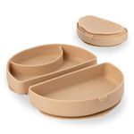 Miniware Silifold Compact Travel Meal Container for Baby Toddler Kids - Foldable Lunch Bento Box Container with Suction Foot | Promotes Self-Feeding | Food Grade Silicone & BPA Free (Almond Butter)