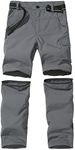 JOMLUN Boys Hiking Pants Kids Cargo Outdoor Casual Camping Pants Quick Dry Convertible Zip Off Trousers Gray