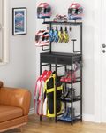 Freestanding Motorcycle Helmet Holder, Motorcycle Helmet Storage Rack & Gear Organizer, All-in-One Motorcycle Accessories with Helmet Hangers, Glove Hooks, Shoe Racks and Drawers
