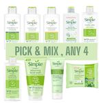 Simple Kind to Skin Moisturiser, Cleansing Lotion, Soothing Facial Toner, Face Wash, Wipes Skin Care Bundle | Pick & Mix, Any 4