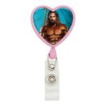 Aquaman Movie Jason Mamoa Full Costume Heart Lanyard Retractable Reel Badge ID Card Holder - Pink