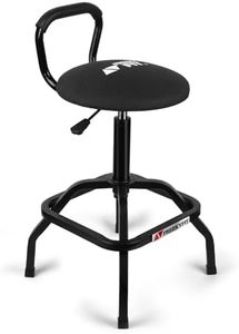 FreekyFit Garage Stool, Adjustable Height Swivel Work Bar Mechanic Stool, Shop Stool with Backrest, Pneumatic Shop Stool for Home, Bar and Shop, 300 LBS Capacity, 360° Rotation, Heavy Duty, Black