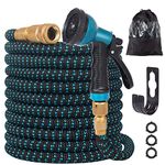 Expandable Garden Hose 50ft - Expanding Water Hose with 10 Function Nozzle, 4 Layer Latex, 3/4" &1/2'' Fitting Connectors, Easy Storage Garden Water Hose