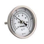 Solimeta 3" Full Stainless Steel Bimetal Dial Thermometer, 0-250 deg F/-20-120 deg C