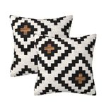 Aztec Black Brown Throw Pillow Cover Boho Western Farmhouse Decorative Throw Pillowcase Indoor Outdoor Cushion Cover Tribal Pattern Geometric Pillowcase for Couch Bedroom 18 x 18 Inch Set of 2