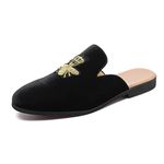 FLQL Mens Shoes Luxury Velvet Gold Buckle Slip-on Penny Loafers Casual Smoking Slippers Indoor Outdoor Sandals Black Size 7-13, A-black, 11