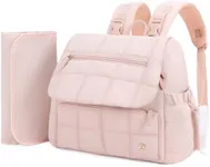 Telena Diaper Bag Backpack Puffer Baby Diaper Bag with Insulated Pockets Travel Small Diaper Backpack with Changing Pad, Pink