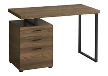 Monarch Specialties I 7640 Computer Desk, Home Office, Laptop, Left, Right Set-up, Storage Drawers, 48" L, Work, Metal, Laminate, Walnut, Black, Contemporary