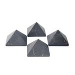 Karelian Heritage Authentic Shungite Pyramids Wholesale Set 3+1 (Non-Polished 50 mm (2 inches)) | EMF Protection for Home Office Room | Crystal Healing Pyramid for Reiki Meditation S102