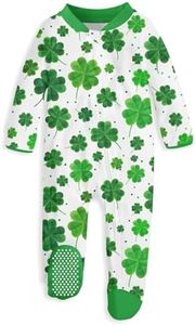 uideazone Baby Girls St Patricks Day Pajamas Outfit Green Shamrock Sleeper 9-12 Months Luck Irish One Piece Bodysuits
