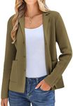 KANCY KOLE Womens Long Sleeve Fall Knit Blazers, Button up Lightweight Suit Jacket, Casual Collared Cardigan M Camel Heather