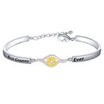 BEKECH Granny Gifts from Grandchildren Best Granny Ever Sunflower Bracelet for Granny Pregnancy Announcement Gift for New Granny (Silver)