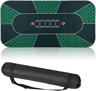 Kinlop Poker Mat 46.5 x 23.5 Inch Poker Table Top with Storage Bag Portable Rubber Poker Table Cover Folding Texas Poker Table Mat 5 Players Layout Blackjack Games (Green)