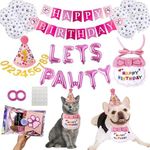 YeLingYang Pet Dog Birthday Party Supplies Boy，with Dog Birthday Banner 、 Cat Bandana 、Balloons、Blue Dog Birthday Hat，Give to Cute Cat Birthday Decorations