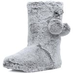 DUNLOP Ladies Womens Slippers Full Bootie Boots Faux Fur Memory Foam Shoes Sizes 3-9 (Grey Mist, UK Footwear Size System, Adult, Women, Numeric, Medium, 5)