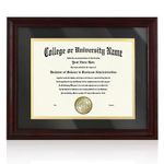 Diploma Frame 8.5x11 with Black Mat or 11x14 Diploma Certificate Frame without Mat Display Frame for Document / Photo Collection Graduation Gift Hang on Wall, UV Protection Acrylic,Solid Wood Mahogany Finish.