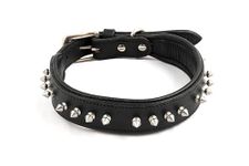 Adil’s Leather Dog Collar with Spike, Adjustable Metal Buckle Studded Collars for Small, Medium, & Large Dog with D Ring, Width: (32mm) Size (M), Black