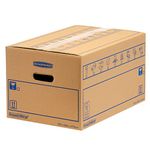 8 BANKERS BOX Large Strong Moving Boxes, 39L C-Flute SmoothMove Cardboard Boxes, Heavy Duty Boxes for Moving House with Handles, 47cm x 32cm x 26cm (Pack of 8), Brown