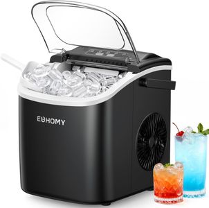 EUHOMY Countertop Ice Maker – Black, Compact Portable Machine