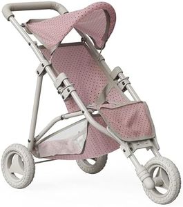 Olivia's Little World Doll Jogging-Style Stroller with Canopy, Storage Underneath, Pink and Cream and Gray