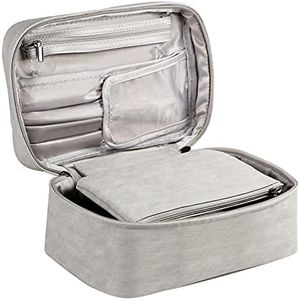 EXERZ Bolsas De Aseo/Estuche De Cosméticos/Neceser De Maquillaje/Organizador De Artículos De Tocador: Bolsa De Viaje Con Portaescobillas. Resistente Al Agua, A Prueba De Fugas. (Gris/Rosa (Gris)