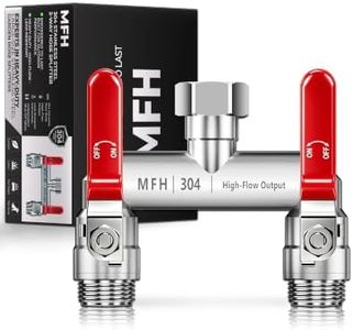 MFH 2-Way Garden Hose Splitter, 304 Stainless Steel, Red