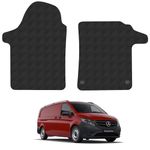 Rubber Floor Mats for the Mercedes Vito (2014+) UK Models - Custom Van Accessory Tailored fit Heavy-Duty, Waterproof & Anti-Slip Work Mats with Clips