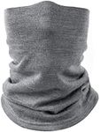 Villand 100% Merino Wool Neck Gaiter for Men and Women, Double Layer Seamless Neck Warmer for Winter Sports with Gift Box (Grey)