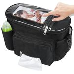 Upgraded Large Capacity Pram Organiser with Touch Screen Phone Pocket Buggy Bag Universal Mummy Baby Pram Bags Cup Holders Shoulder Strap Waterproof Pushchair Bag Handbag Backbag Pram Accessories