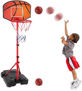 Kids Basketball Hoop for 1 2 3 4 5 6 Year Old Stand Adjustable Height 3.5ft-5.5ft Toddler Indoor Mini Basketball Hoops Goal Ball Games Toys for Girl Boy Age 1-3 2-4 3-5