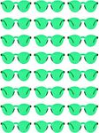 Hoteam 24 Pairs Rimless Round Sunglasses Bulk Tinted Party Sunglasses Transparent Candy Color Eyewear for Women Men (Green)