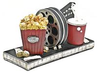 Bellaa 26300 Movie Bookends Popcorn Soft Drink with Movie Reel Ticket 5 Inch Tall