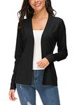 Urban CoCo Women's Long Sleeve Open Front Knit Cardigan Sweater (Black, S)