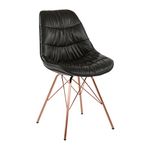 Avenue Six LGD-U6 Langdon Chair in Black Faux Leather with Rose Gold Base