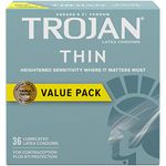 TROJAN Thin Lubricated Latex Condoms, 36 Count